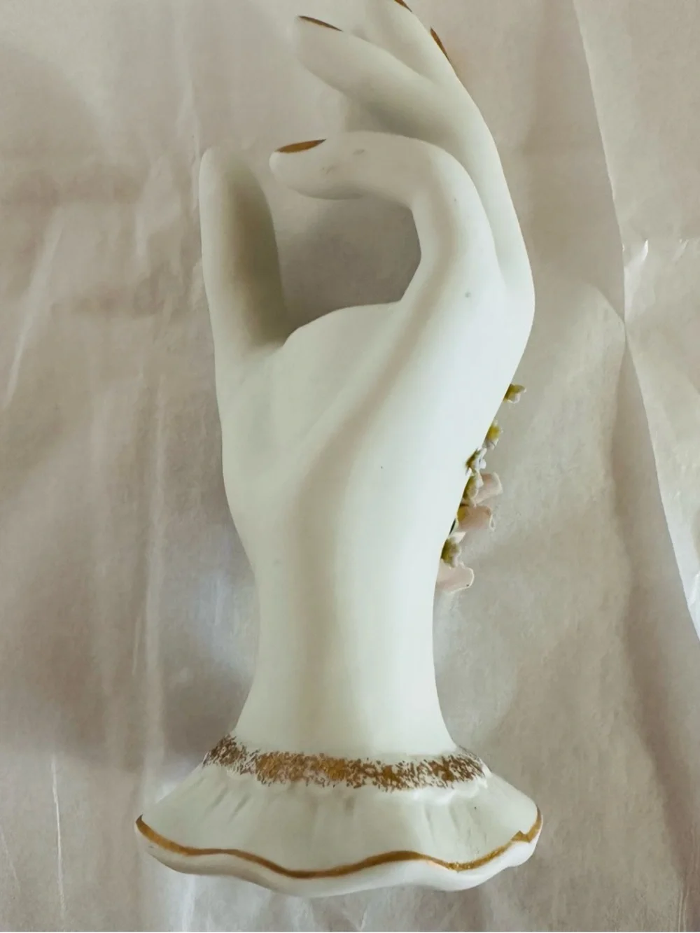 Vintage Bud Vase, Bridal Bouquet-Floral Porcelain Pink Floral -gold gilt RARE